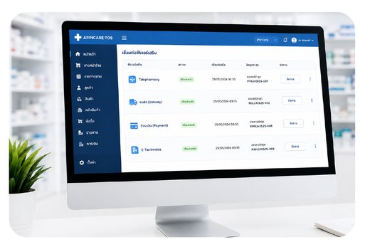 หน้าจอ Arincare POS บันทึกรายการขาย